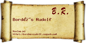 Bordás Rudolf névjegykártya